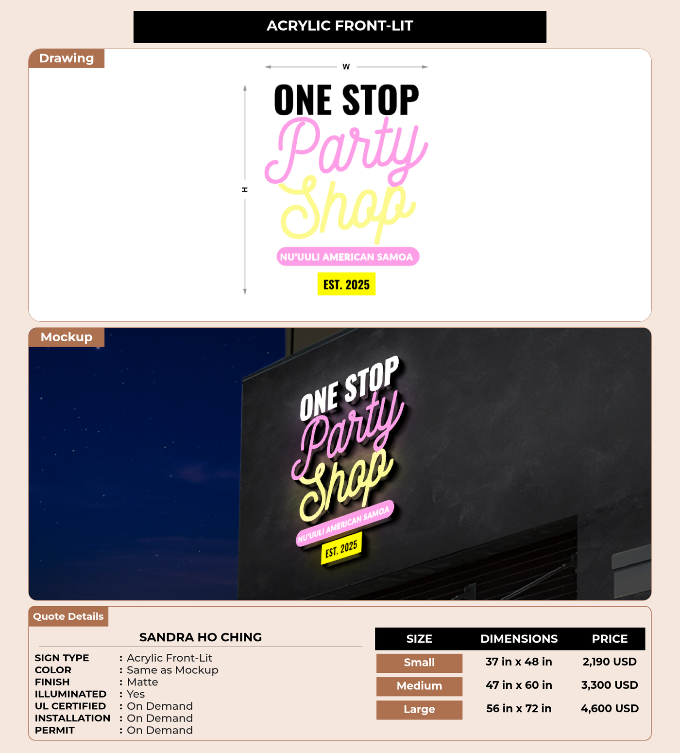 CUSTOM MOCKUP SIGN FOR sandra ho ching
