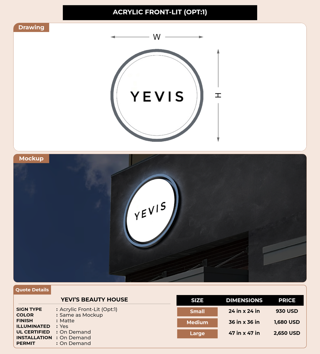 CUSTOM MOCKUP SIGN FOR Yevi’s Beauty House