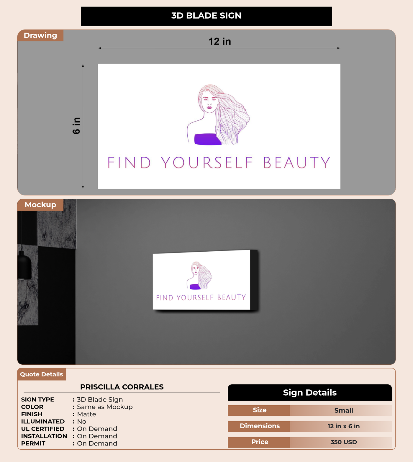 CUSTOM MOCKUP SIGN FOR Priscilla Corrales