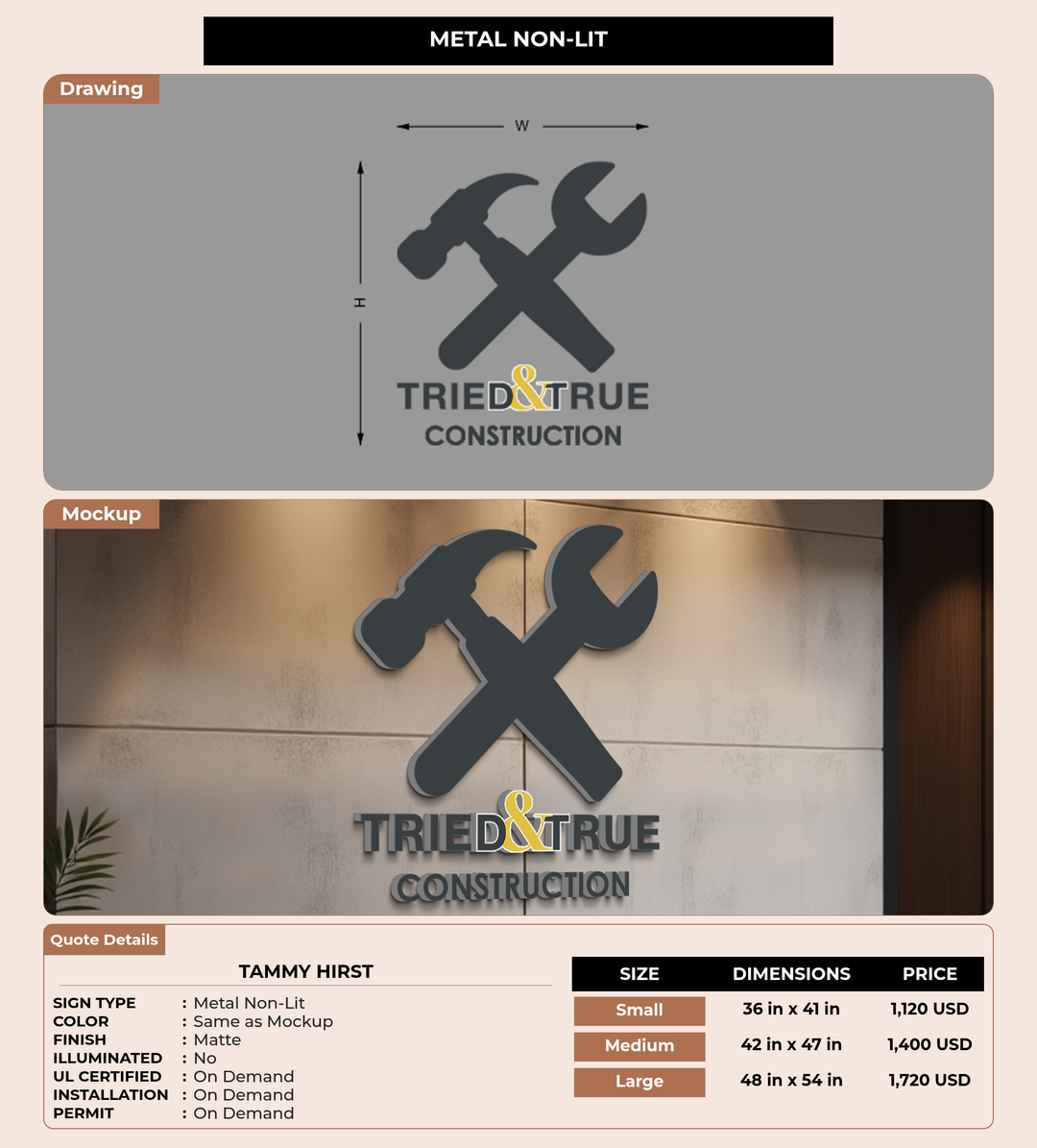 CUSTOM MOCKUP SIGN FOR Tammy Hirst