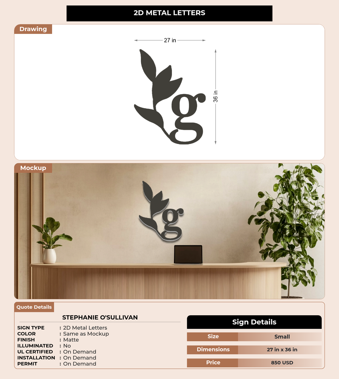 CUSTOM MOCKUP SIGN FOR STephanie O&