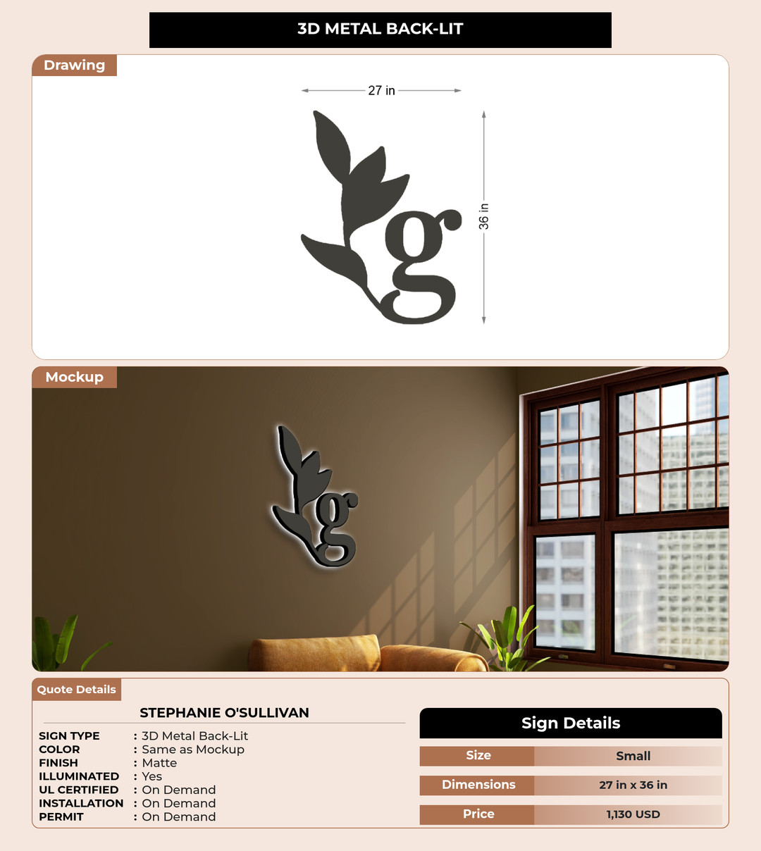 CUSTOM MOCKUP SIGN FOR STephanie O&
