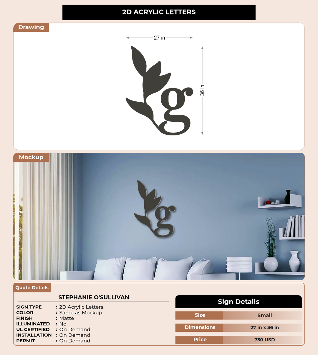 CUSTOM MOCKUP SIGN FOR STephanie O&