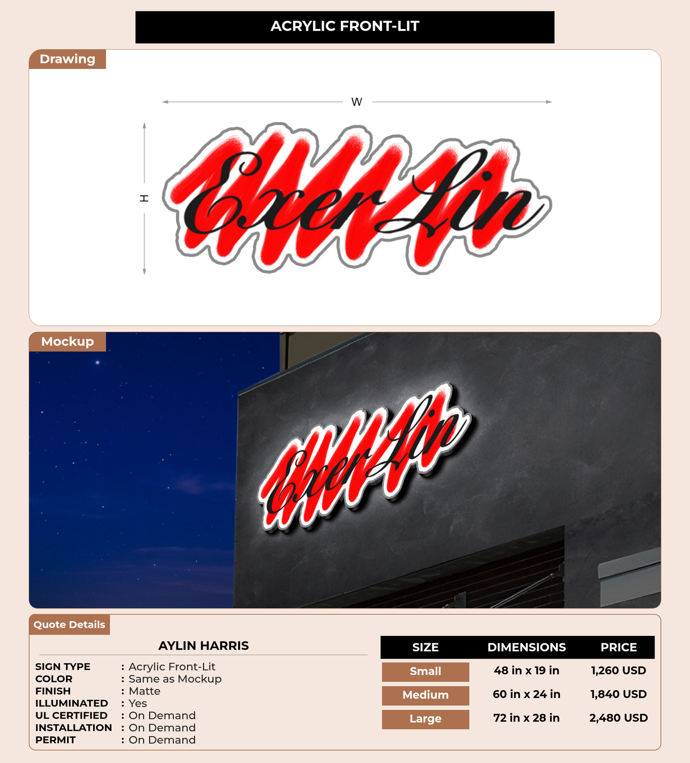 CUSTOM MOCKUP SIGN FOR Aylin Harris