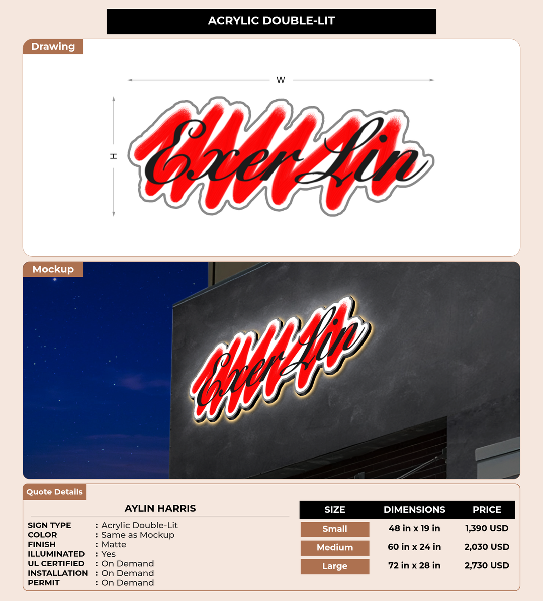 CUSTOM MOCKUP SIGN FOR Aylin Harris