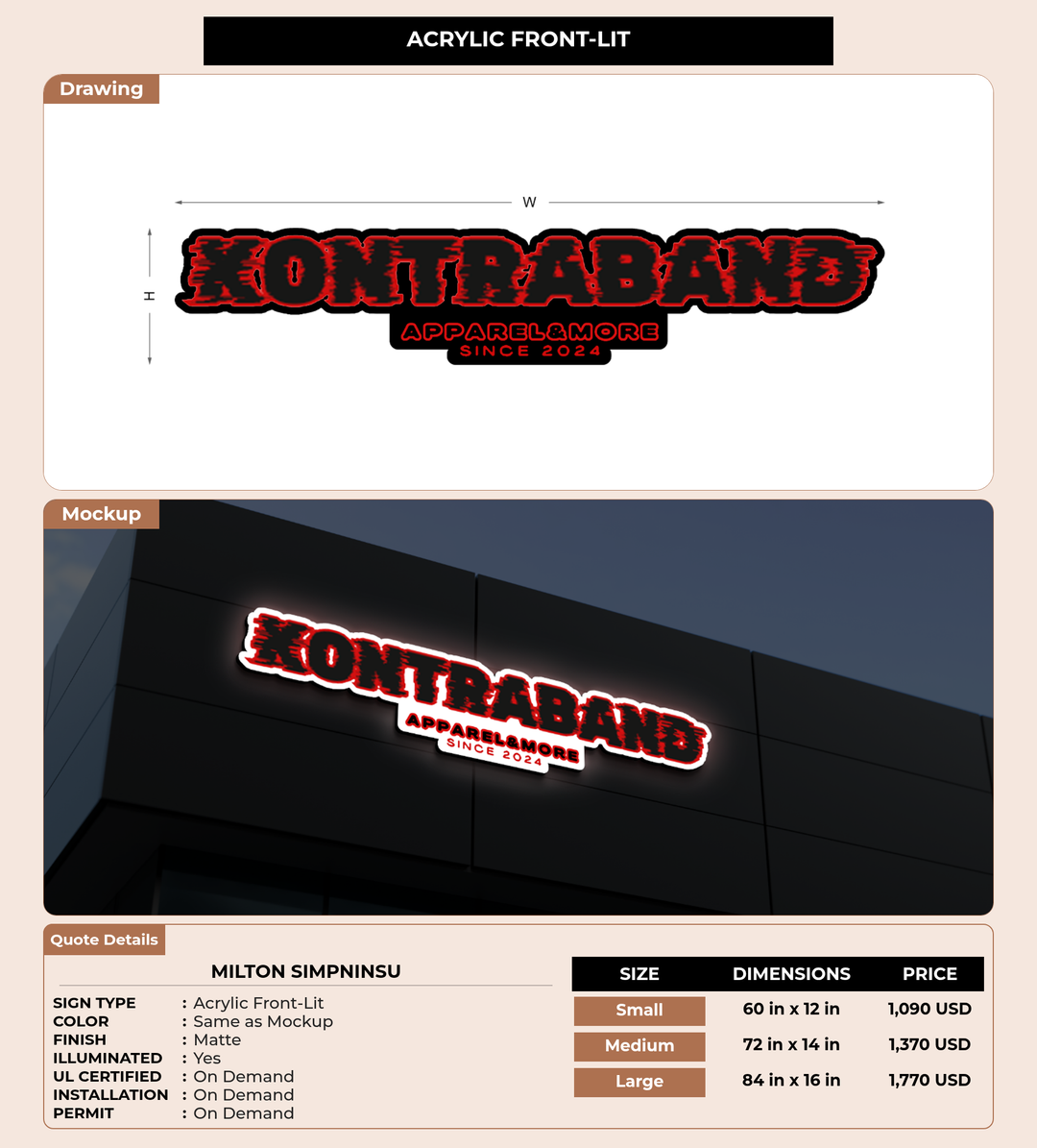 CUSTOM MOCKUP SIGN FOR Milton Simpninsu