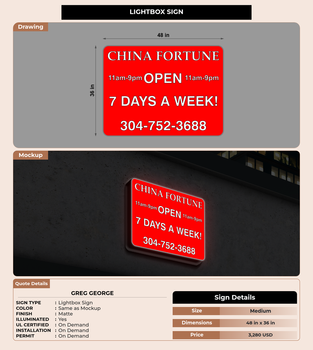 CUSTOM MOCKUP SIGN FOR Greg George