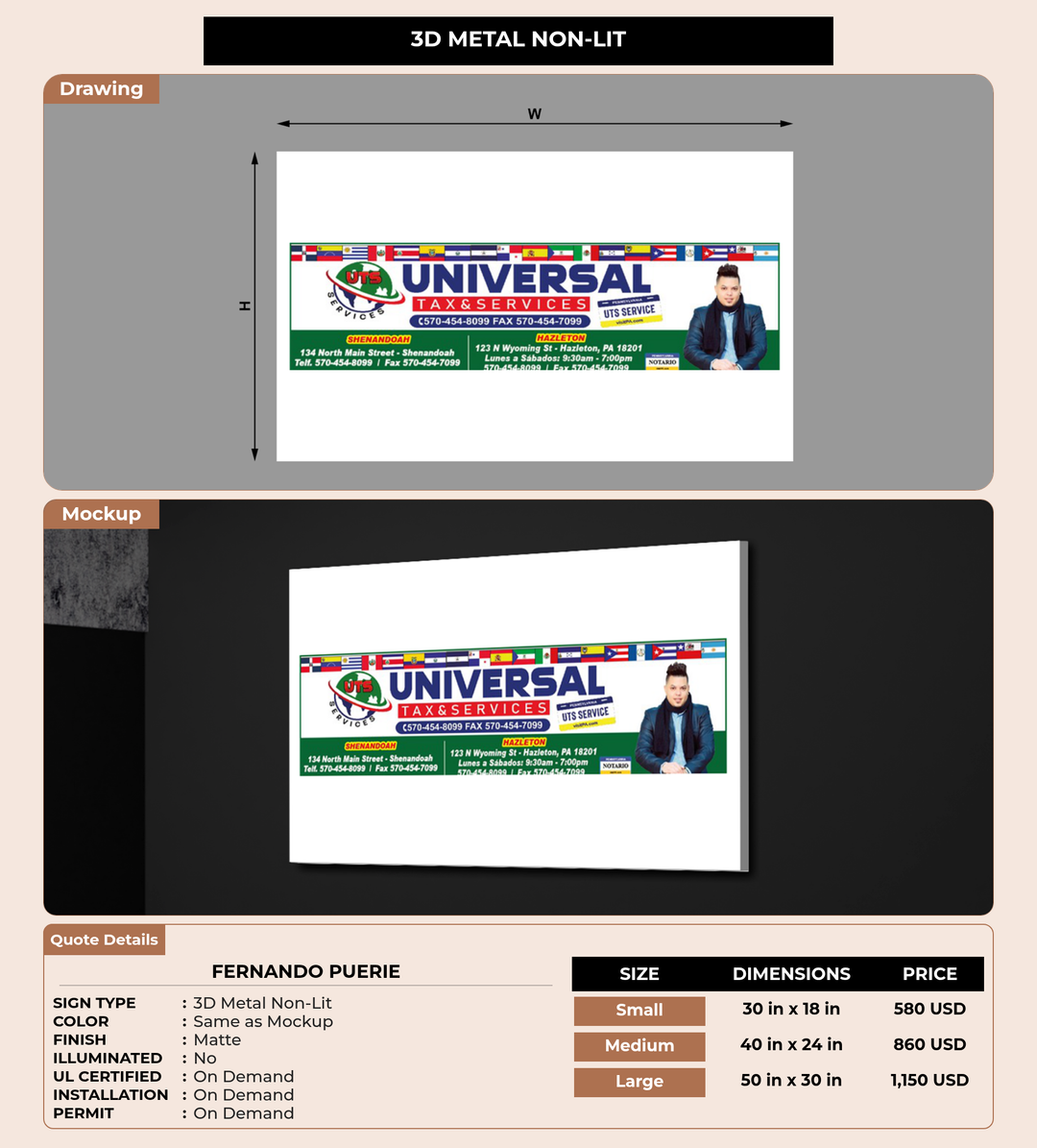 CUSTOM MOCKUP SIGN FOR FERNANDO PUERIE