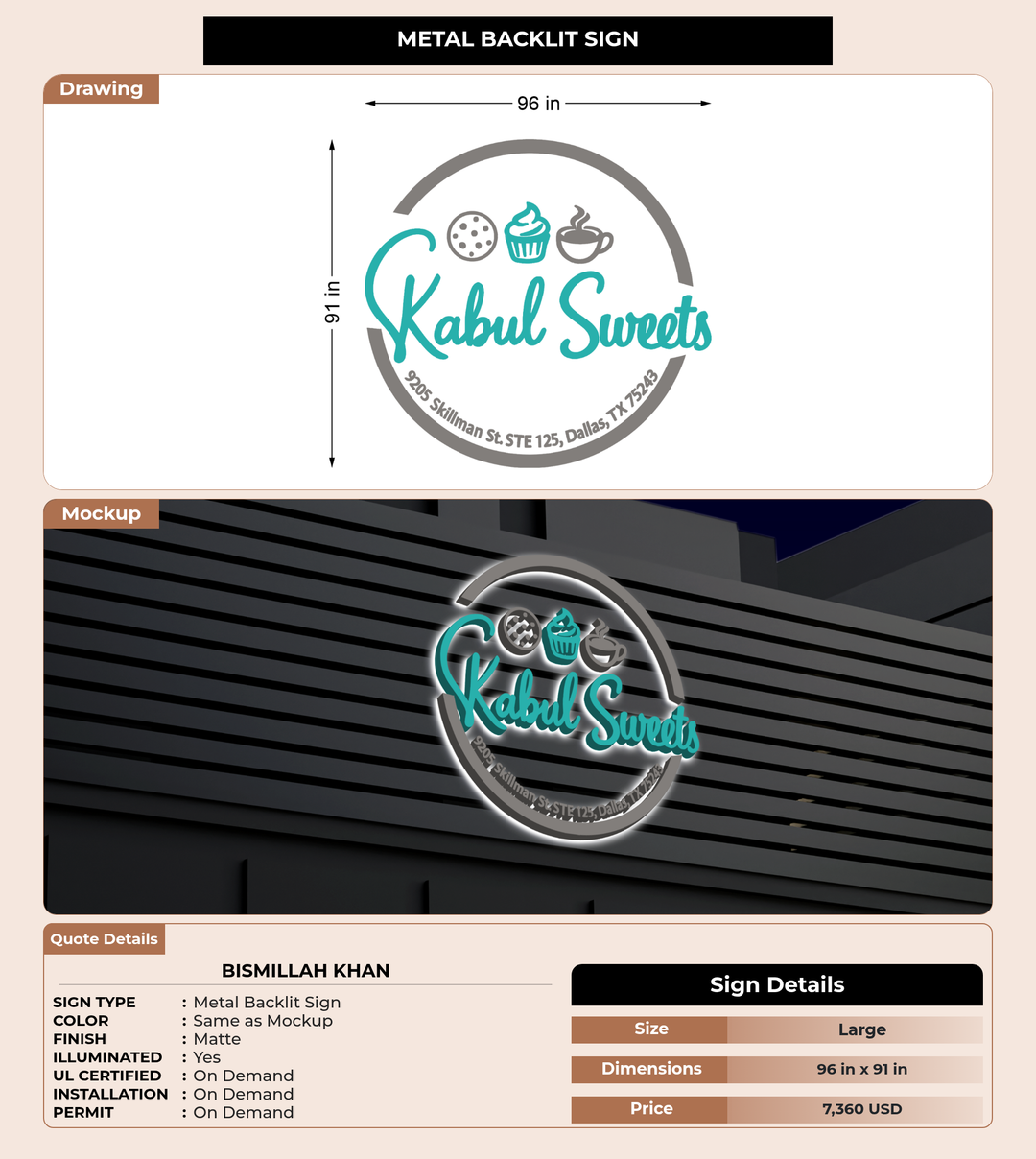 CUSTOM MOCKUP SIGN FOR Bismillah Khan