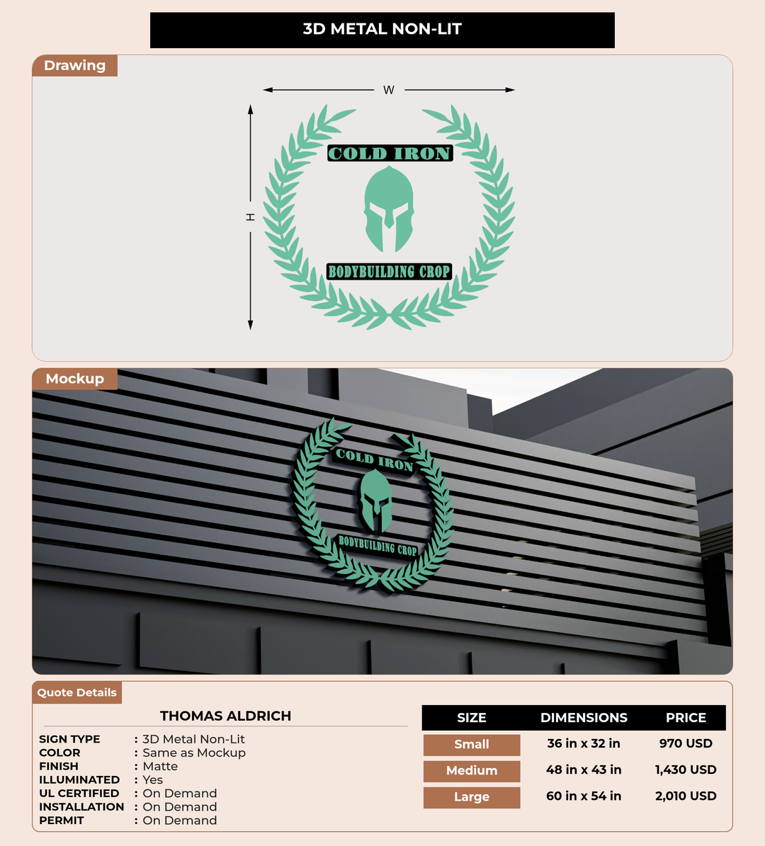 CUSTOM MOCKUP SIGN FOR Thomas Aldrich