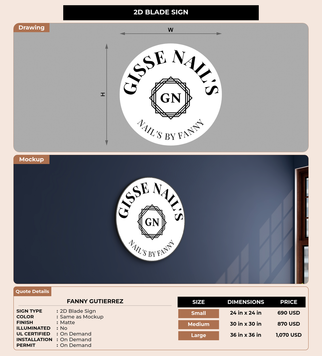 CUSTOM MOCKUP SIGN FOR Fanny Gutierrez
