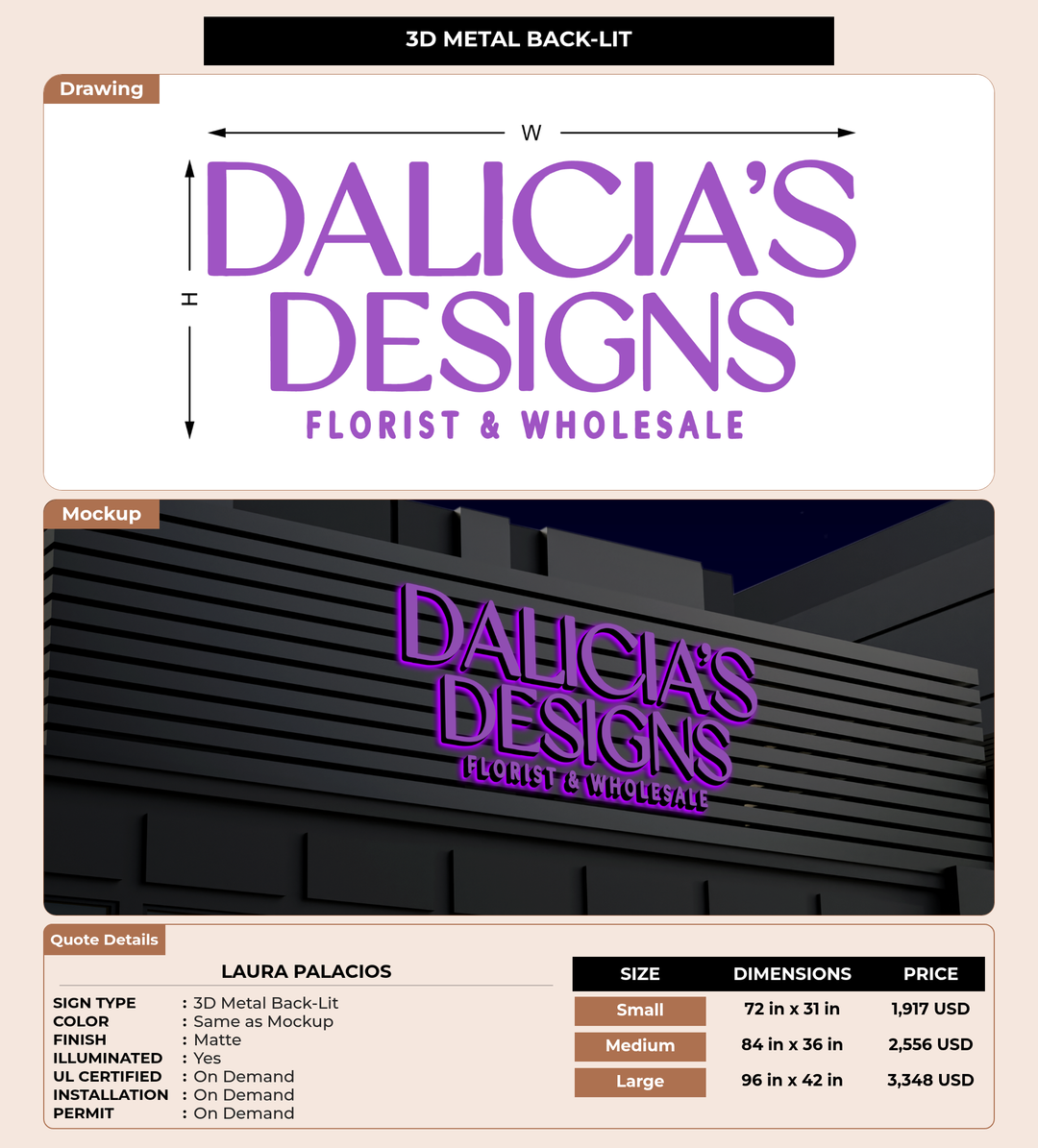 CUSTOM MOCKUP SIGN FOR Laura palacios