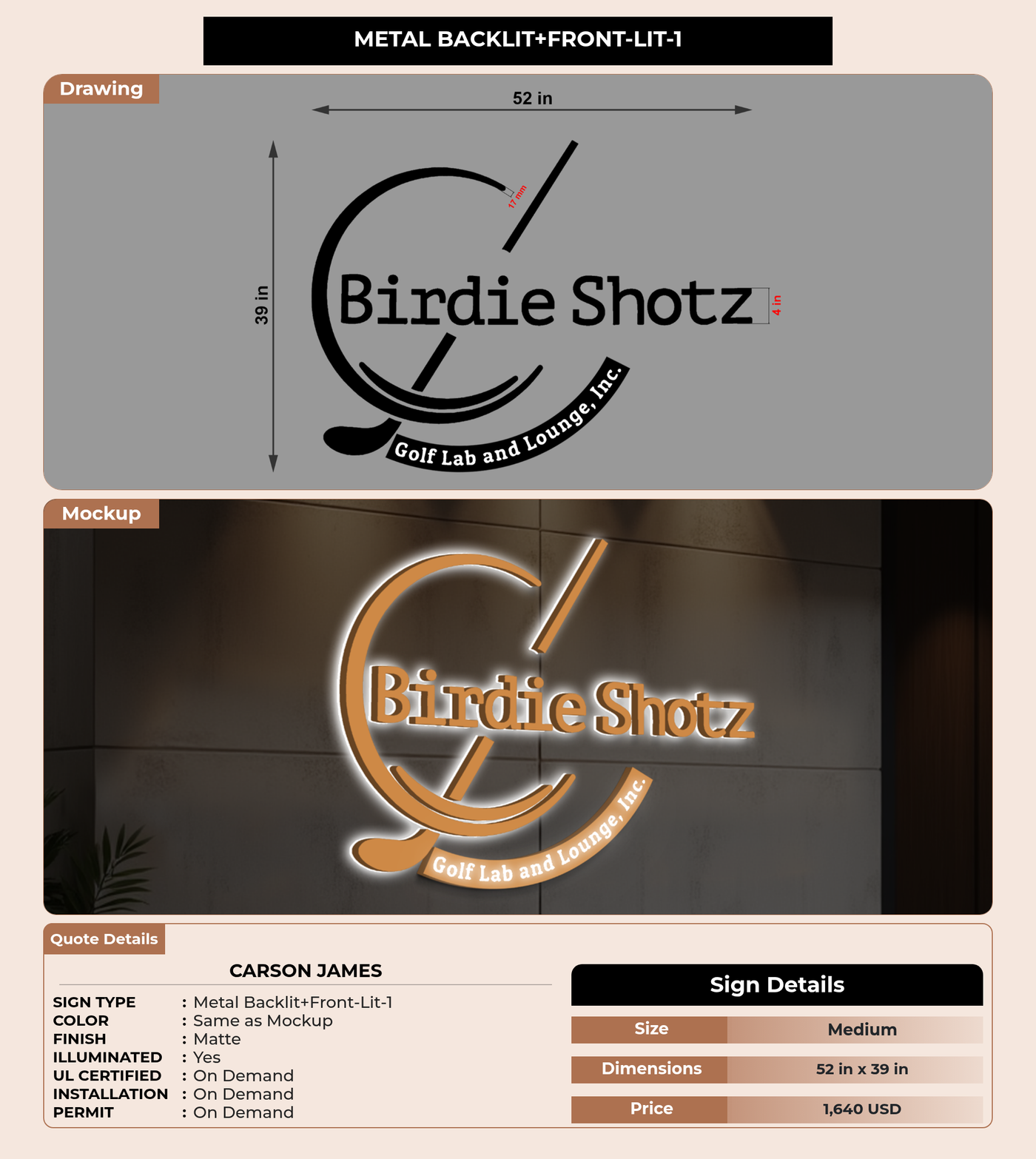 CUSTOM MOCKUP SIGN FOR Carson James