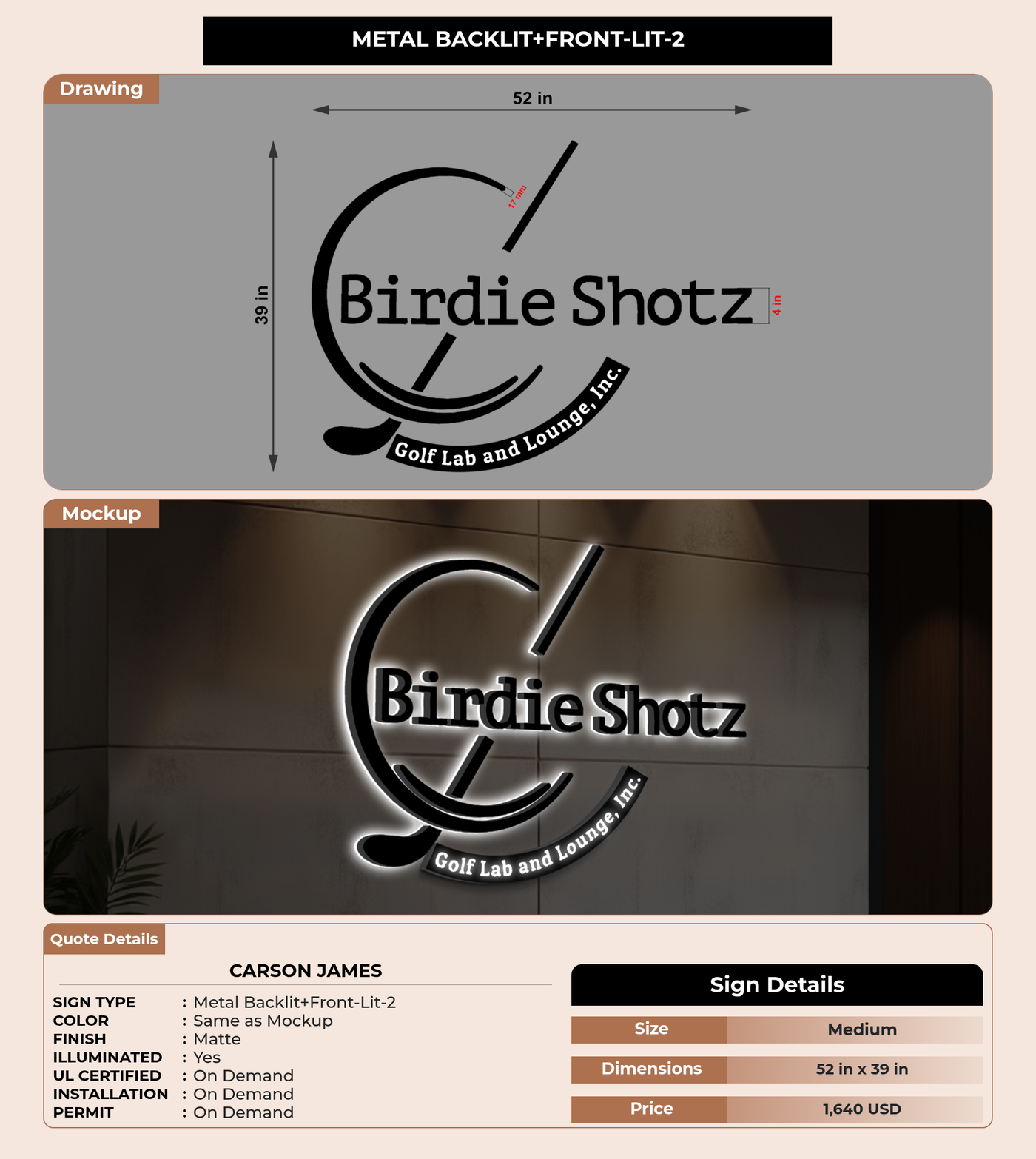 CUSTOM MOCKUP SIGN FOR Carson James