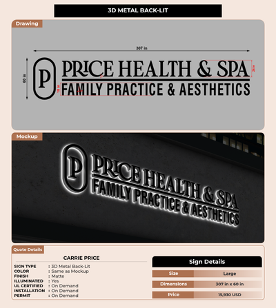 CUSTOM MOCKUP SIGN FOR Carrie Price