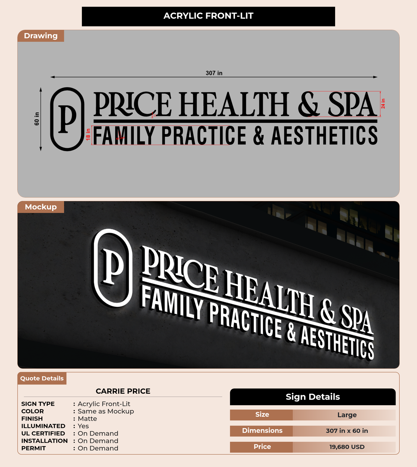 CUSTOM MOCKUP SIGN FOR Carrie Price