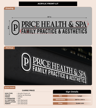 CUSTOM MOCKUP SIGN FOR Carrie Price