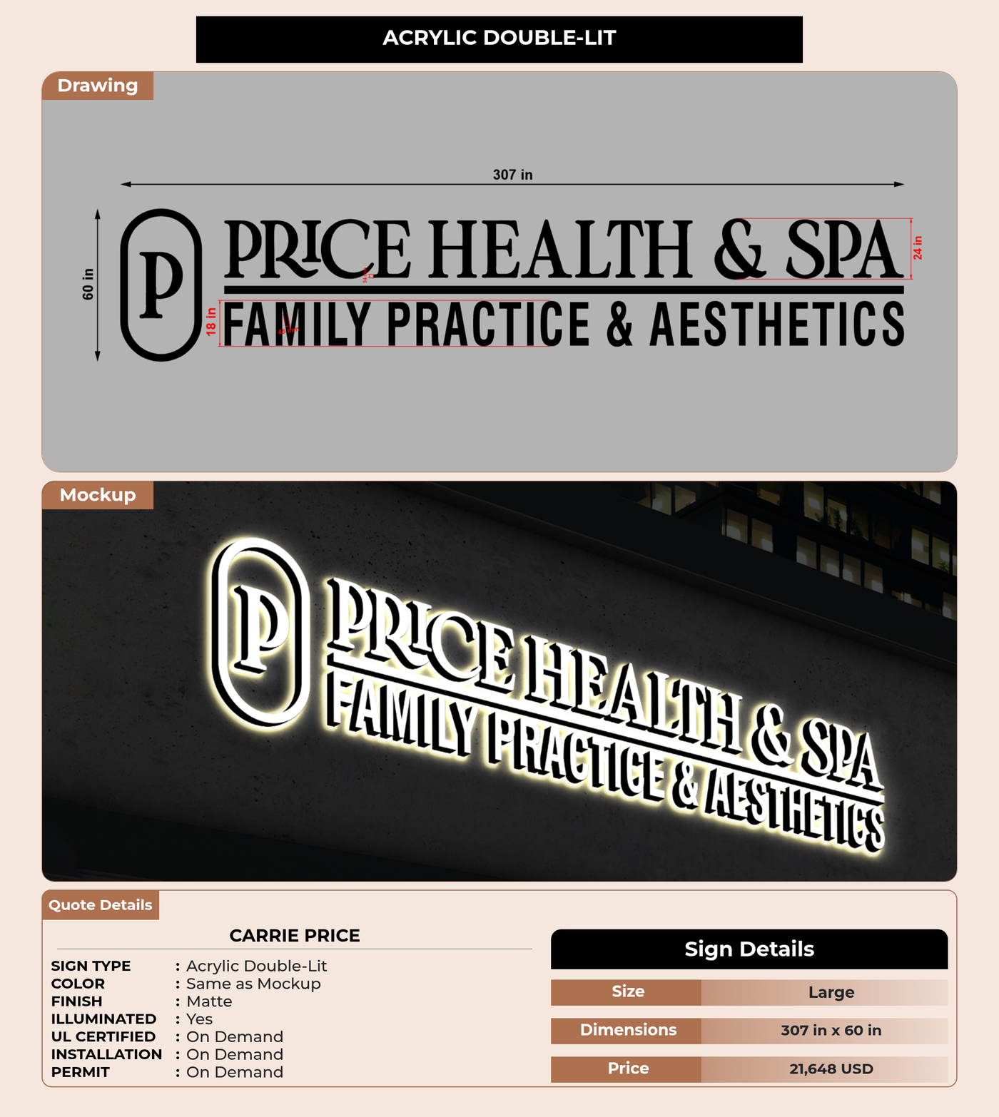 CUSTOM MOCKUP SIGN FOR Carrie Price