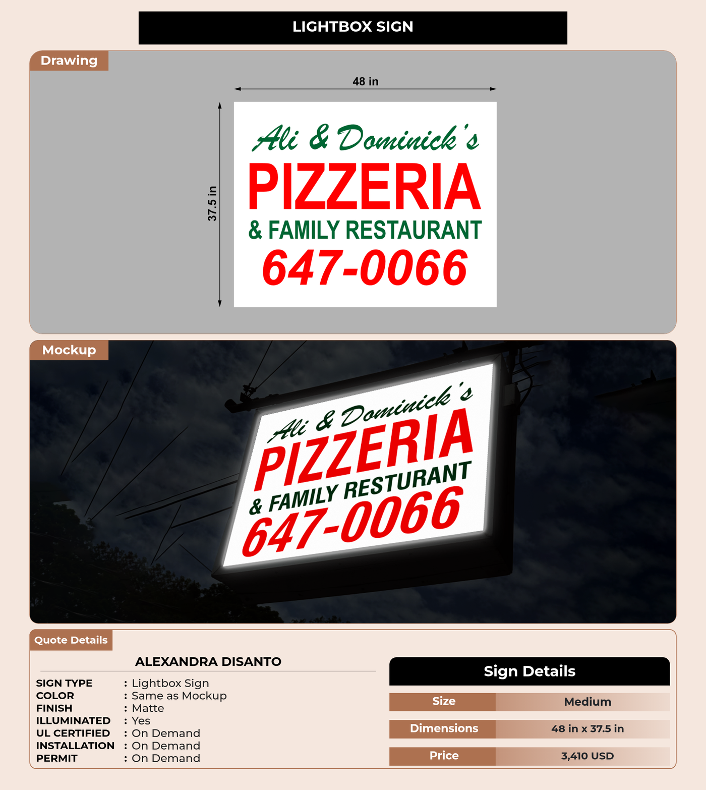 CUSTOM MOCKUP SIGN FOR Alexandra DiSanto