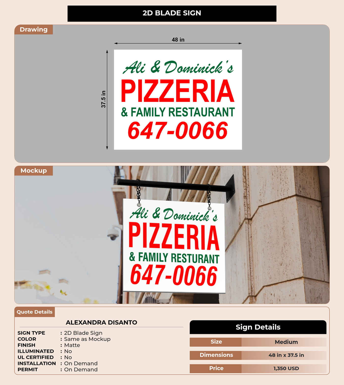 CUSTOM MOCKUP SIGN FOR Alexandra DiSanto