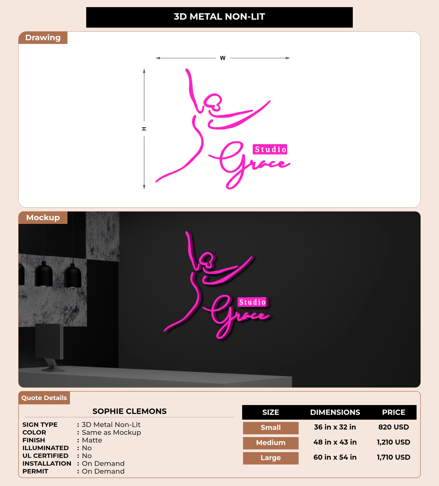 CUSTOM MOCKUP SIGN FOR Sophie clemons