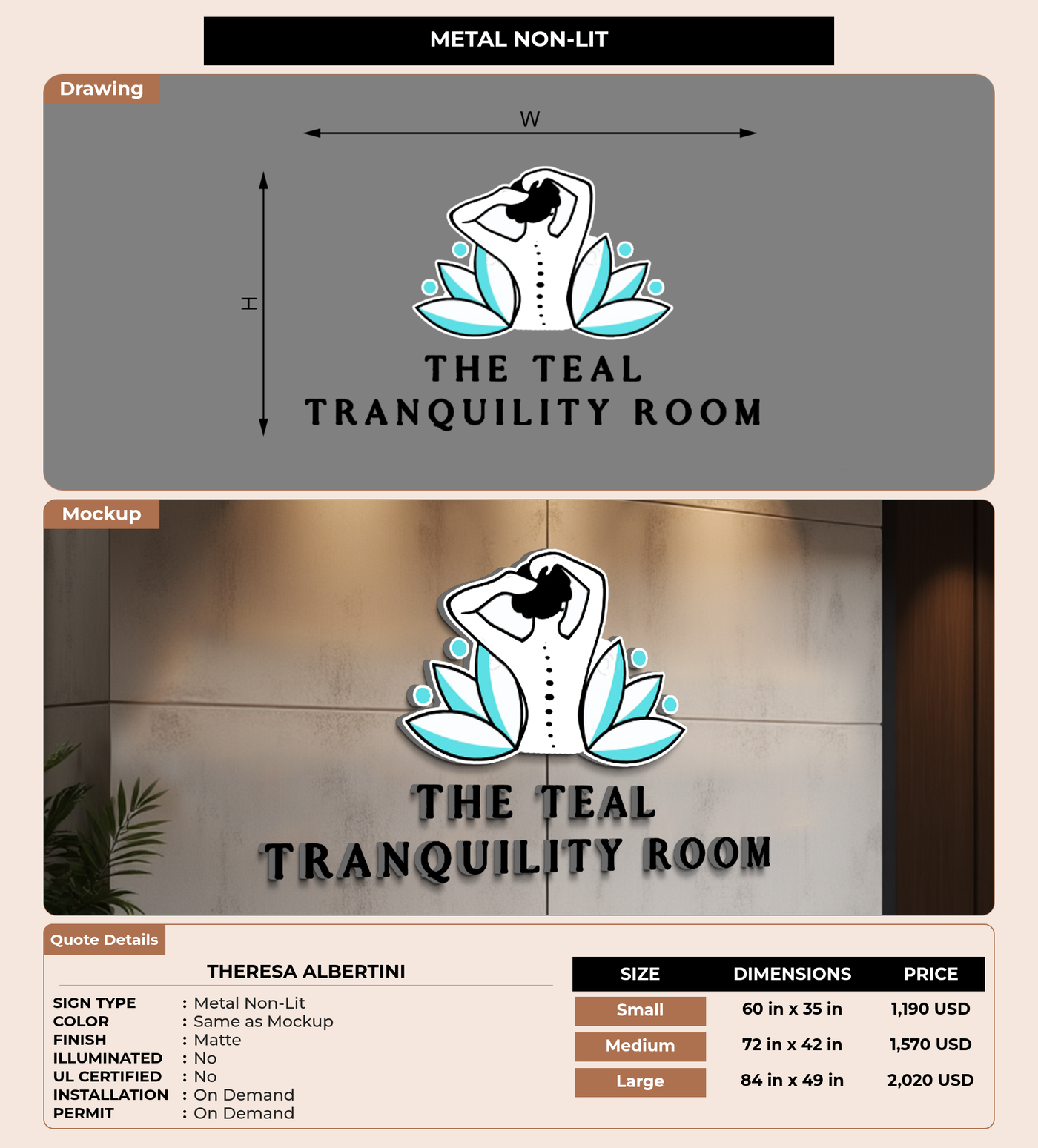CUSTOM MOCKUP SIGN FOR Theresa albertini