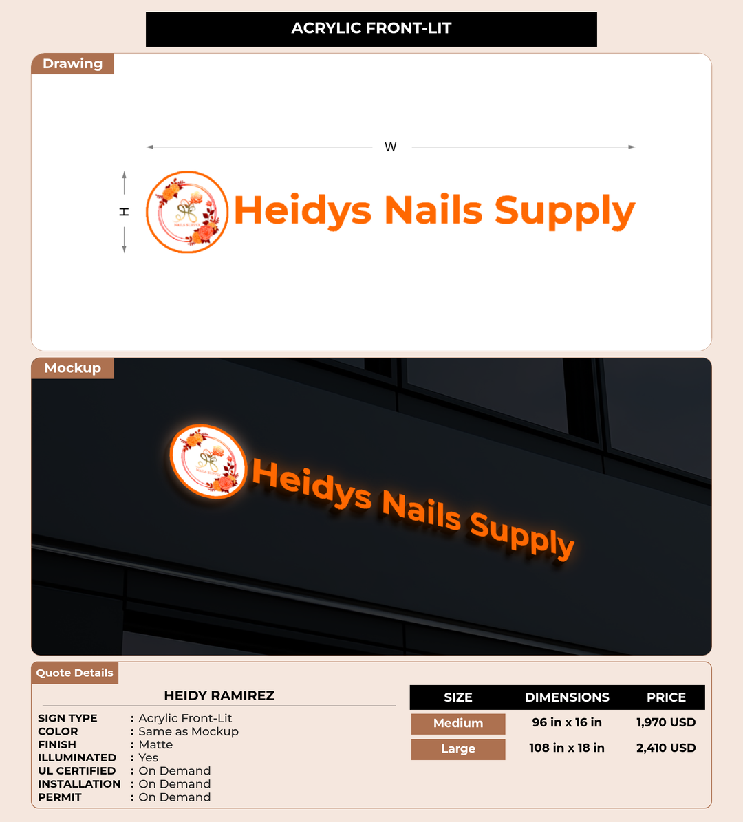 CUSTOM MOCKUP SIGN FOR Heidy Ramirez