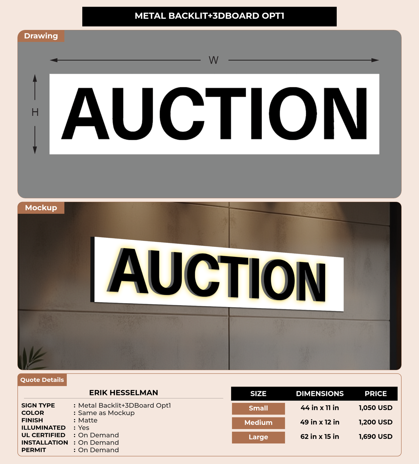 CUSTOM MOCKUP SIGN FOR Erik Hesselman