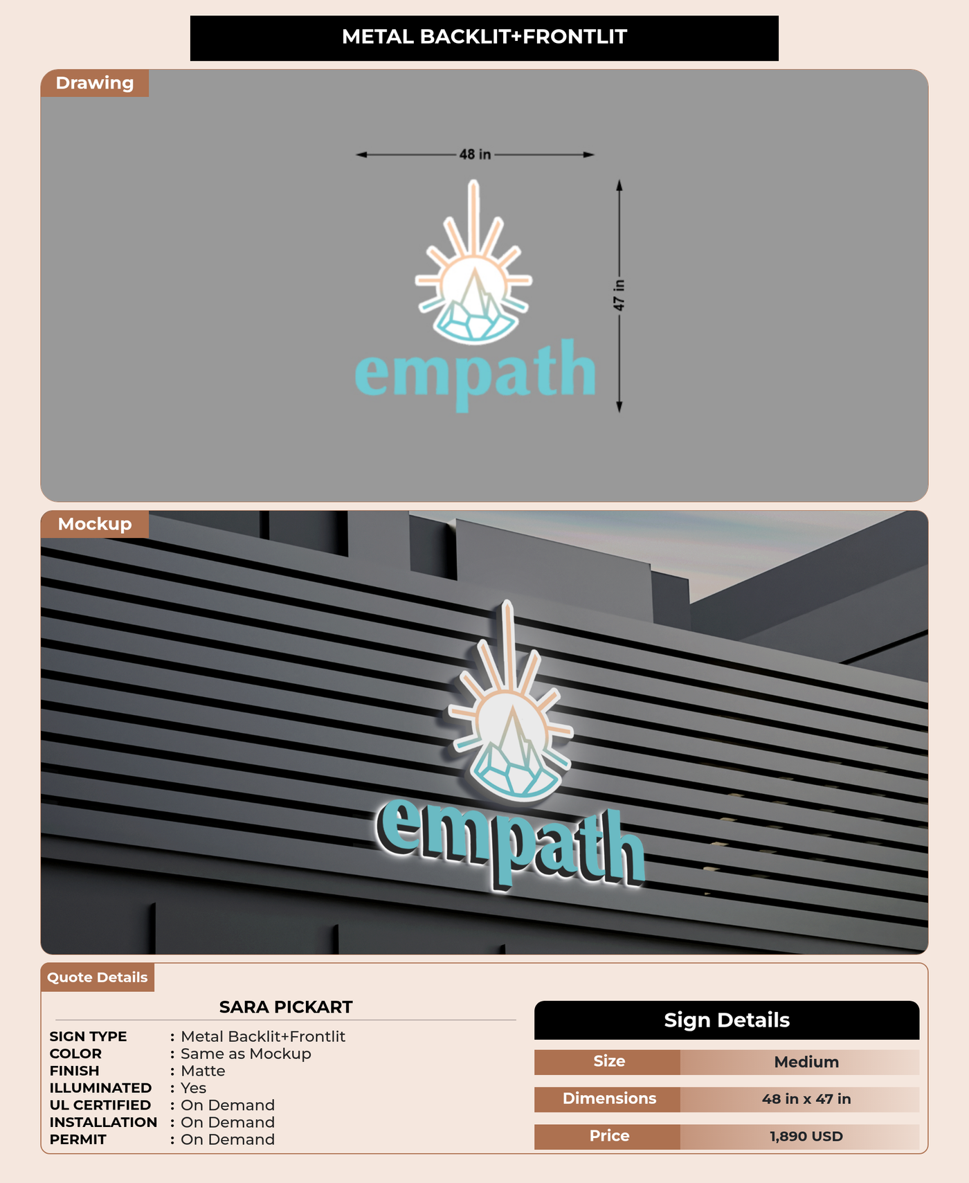 CUSTOM MOCKUP SIGN FOR Sara Pickart