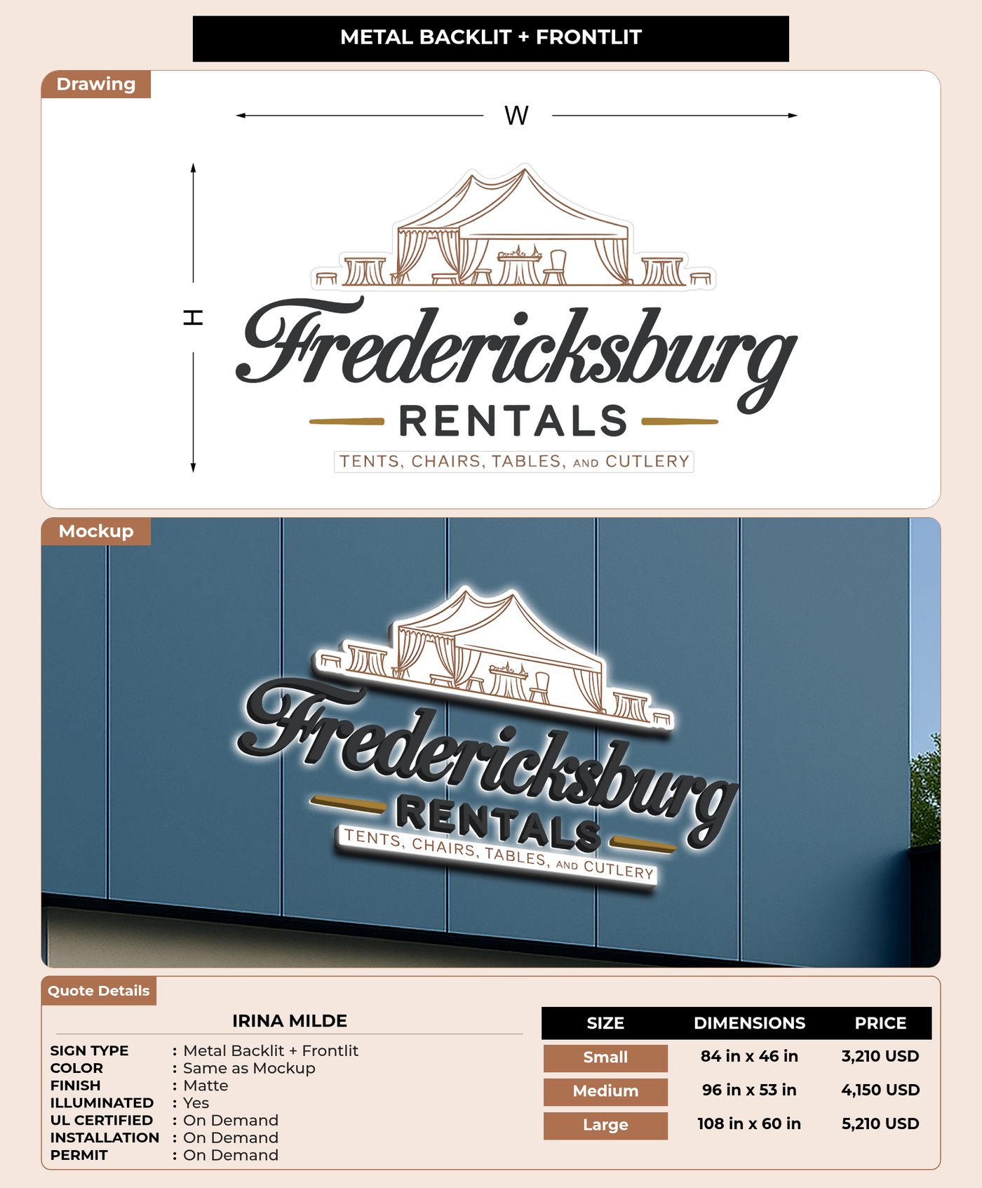 CUSTOM MOCKUP SIGN FOR Irina Milde