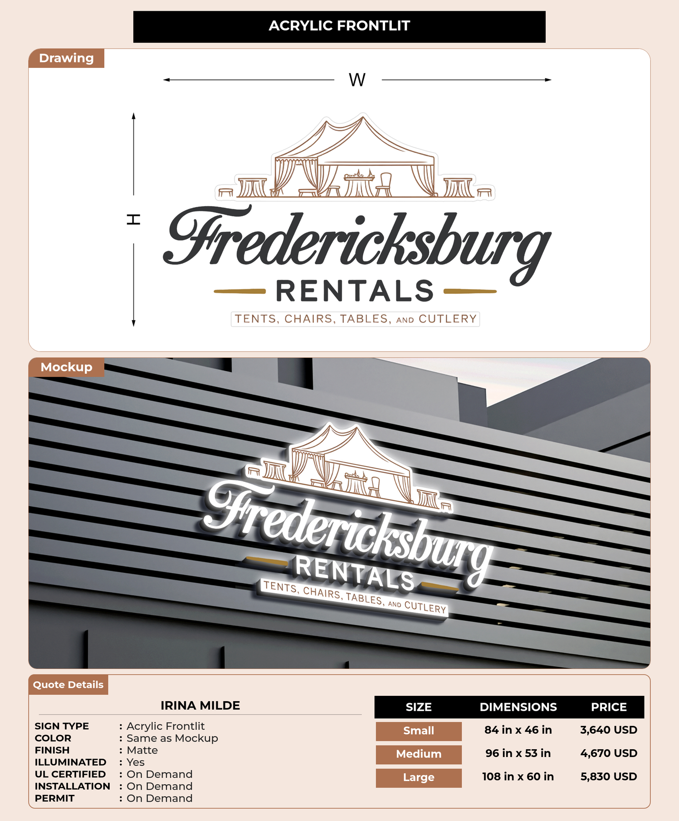 CUSTOM MOCKUP SIGN FOR Irina Milde