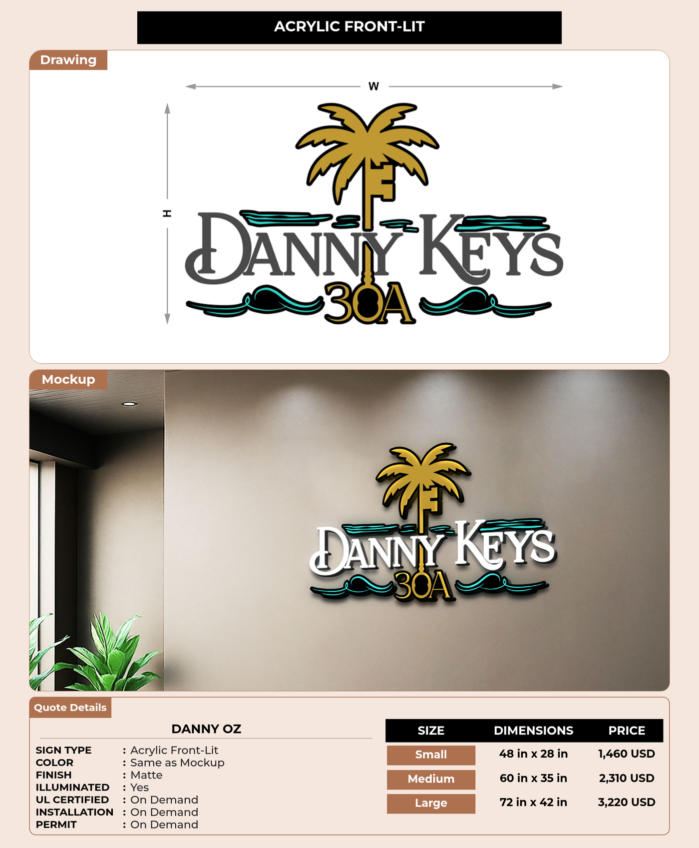 CUSTOM MOCKUP SIGN FOR Danny oz