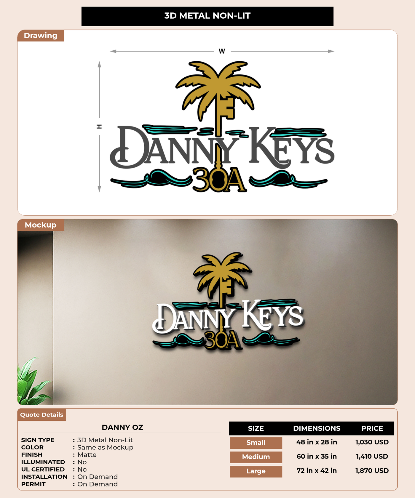 CUSTOM MOCKUP SIGN FOR Danny oz