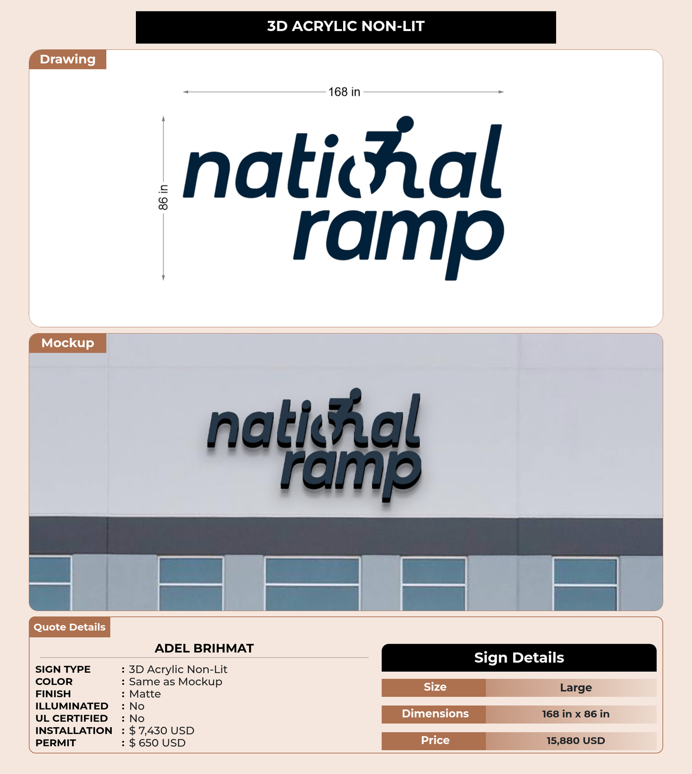 CUSTOM MOCKUP SIGN FOR Adel Brihmat