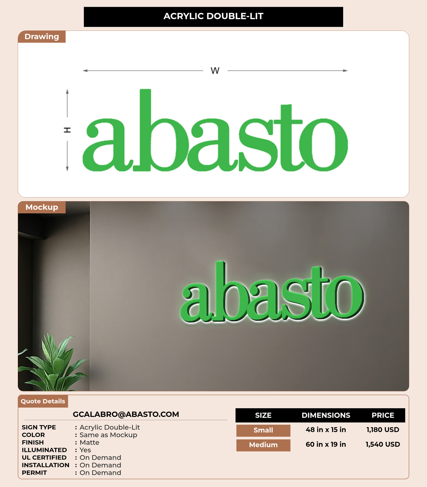CUSTOM MOCKUP SIGN FOR gcalabro@abasto.com