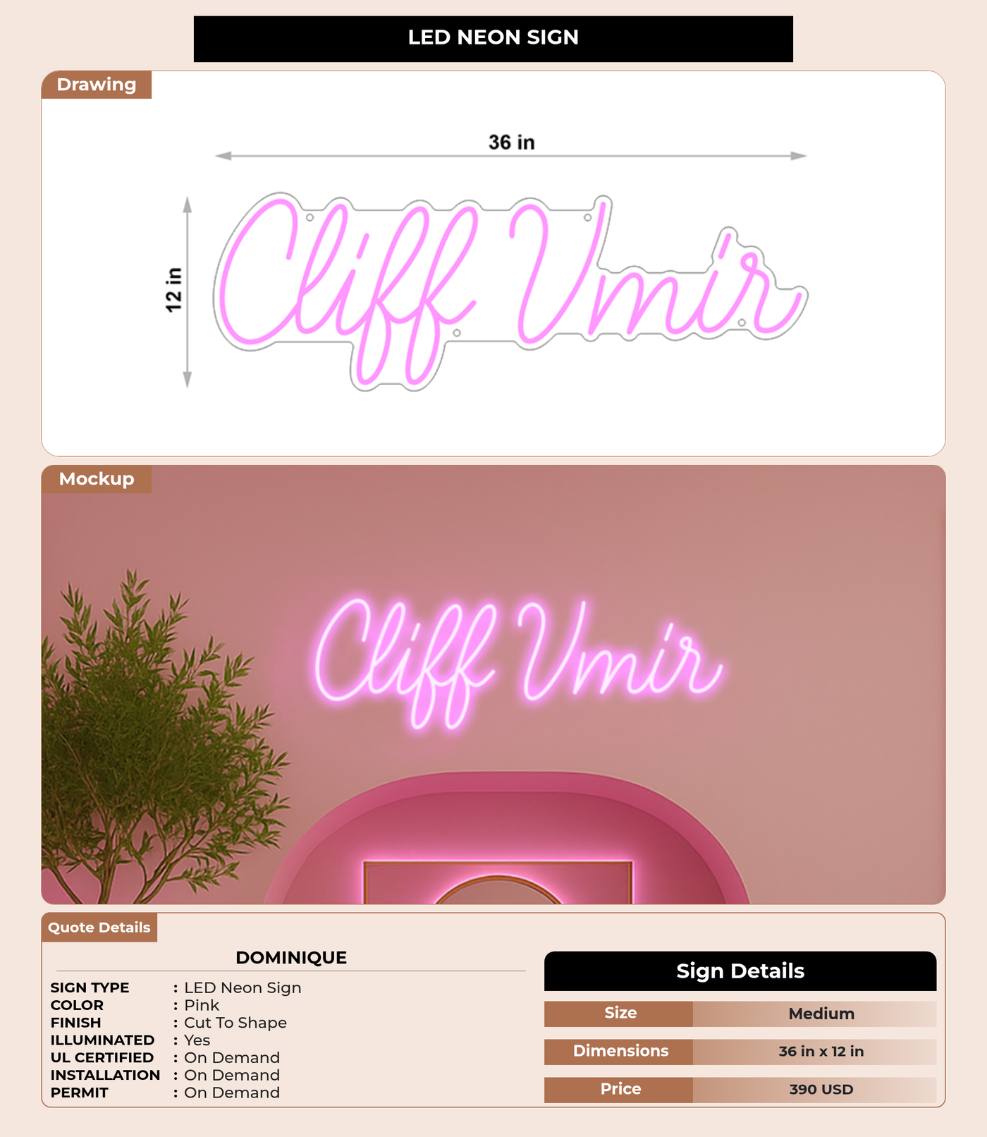 CUSTOM MOCKUP SIGN FOR Dominique
