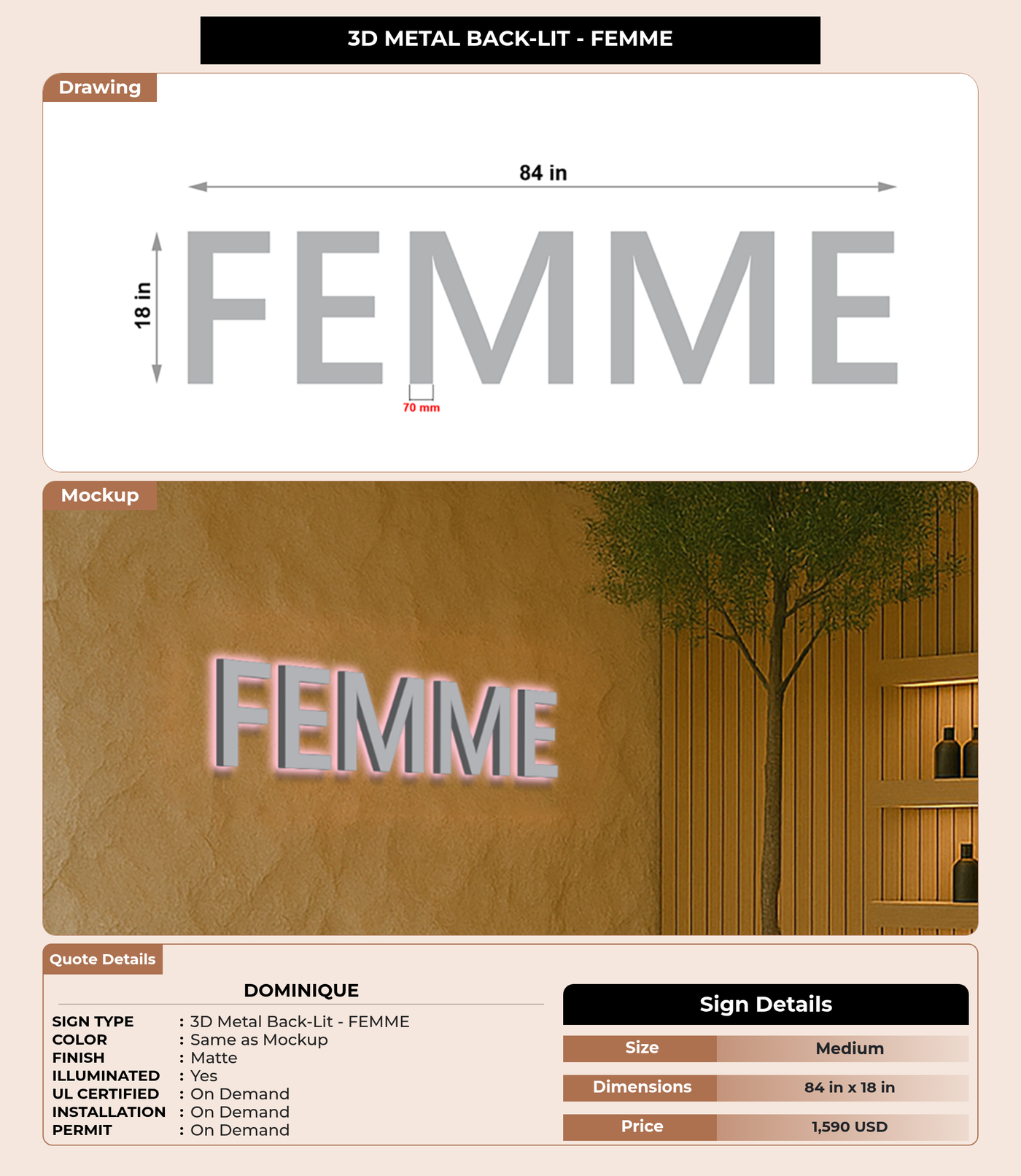 CUSTOM MOCKUP SIGN FOR Dominique