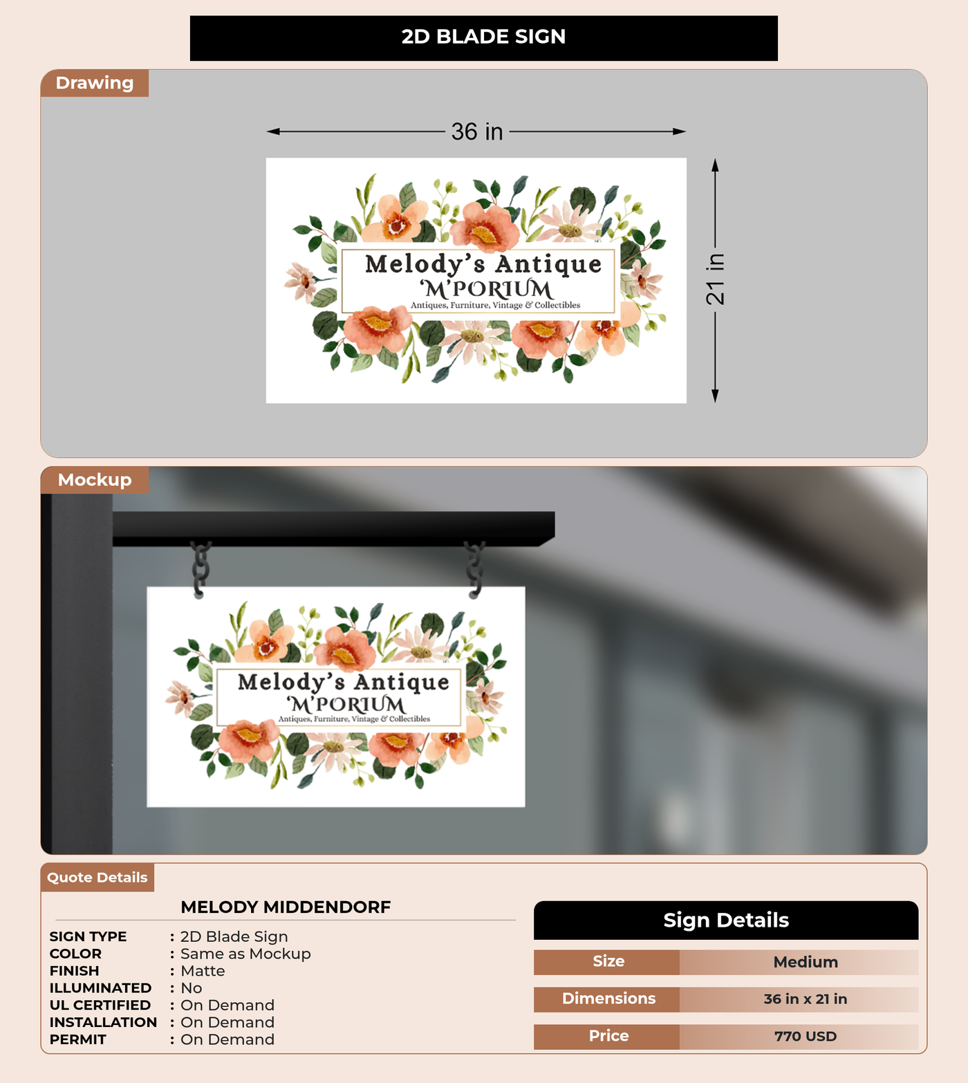 CUSTOM MOCKUP SIGN FOR Melody Middendorf