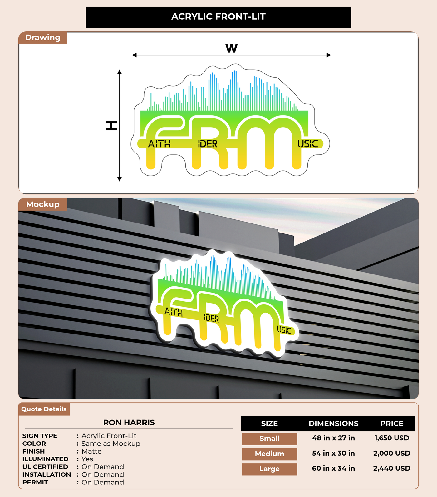 CUSTOM MOCKUP SIGN FOR Ron Harris