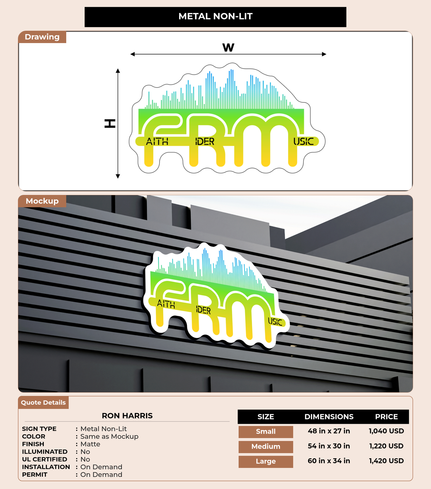 CUSTOM MOCKUP SIGN FOR Ron Harris
