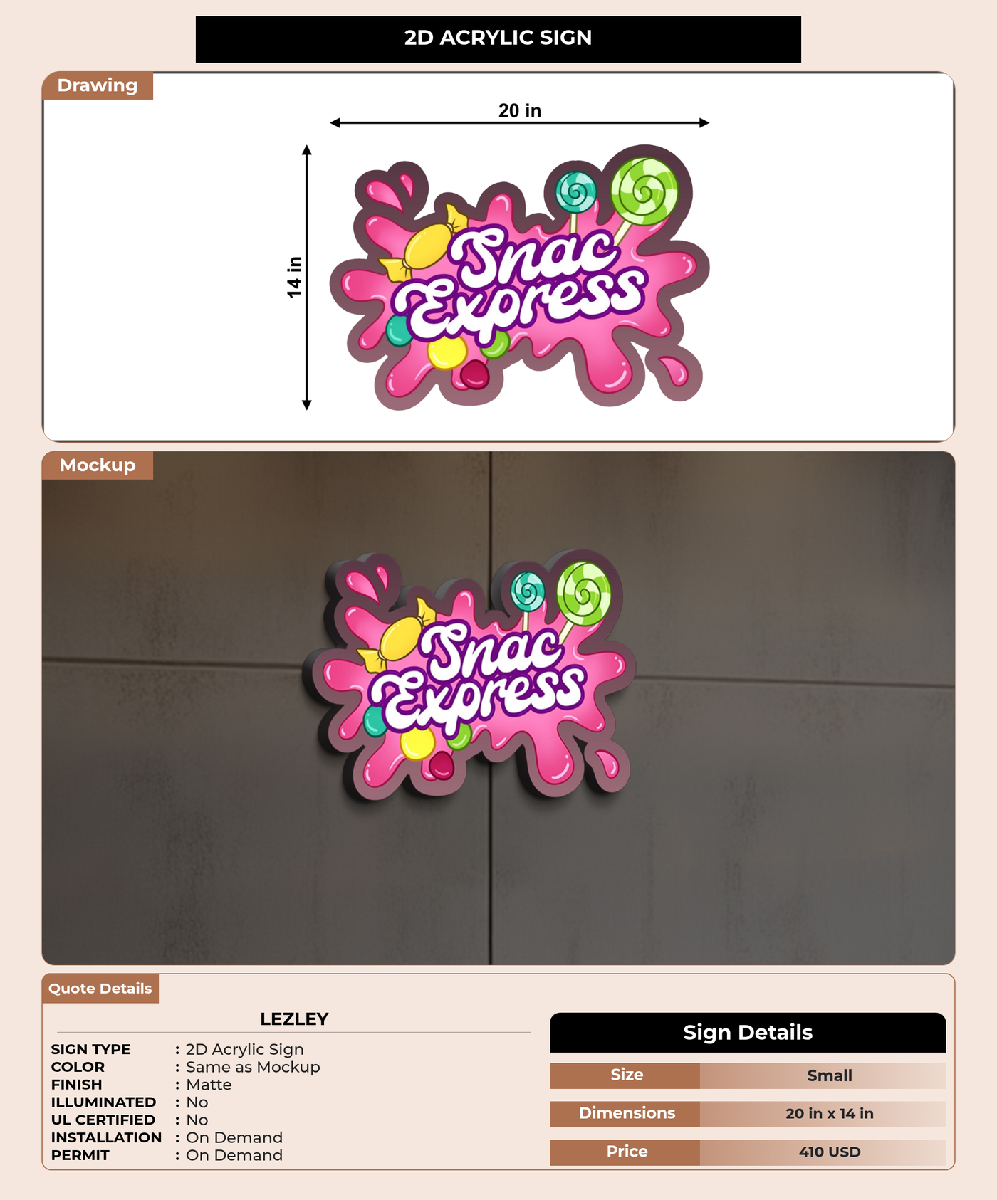 CUSTOM MOCKUP SIGN FOR Lezley