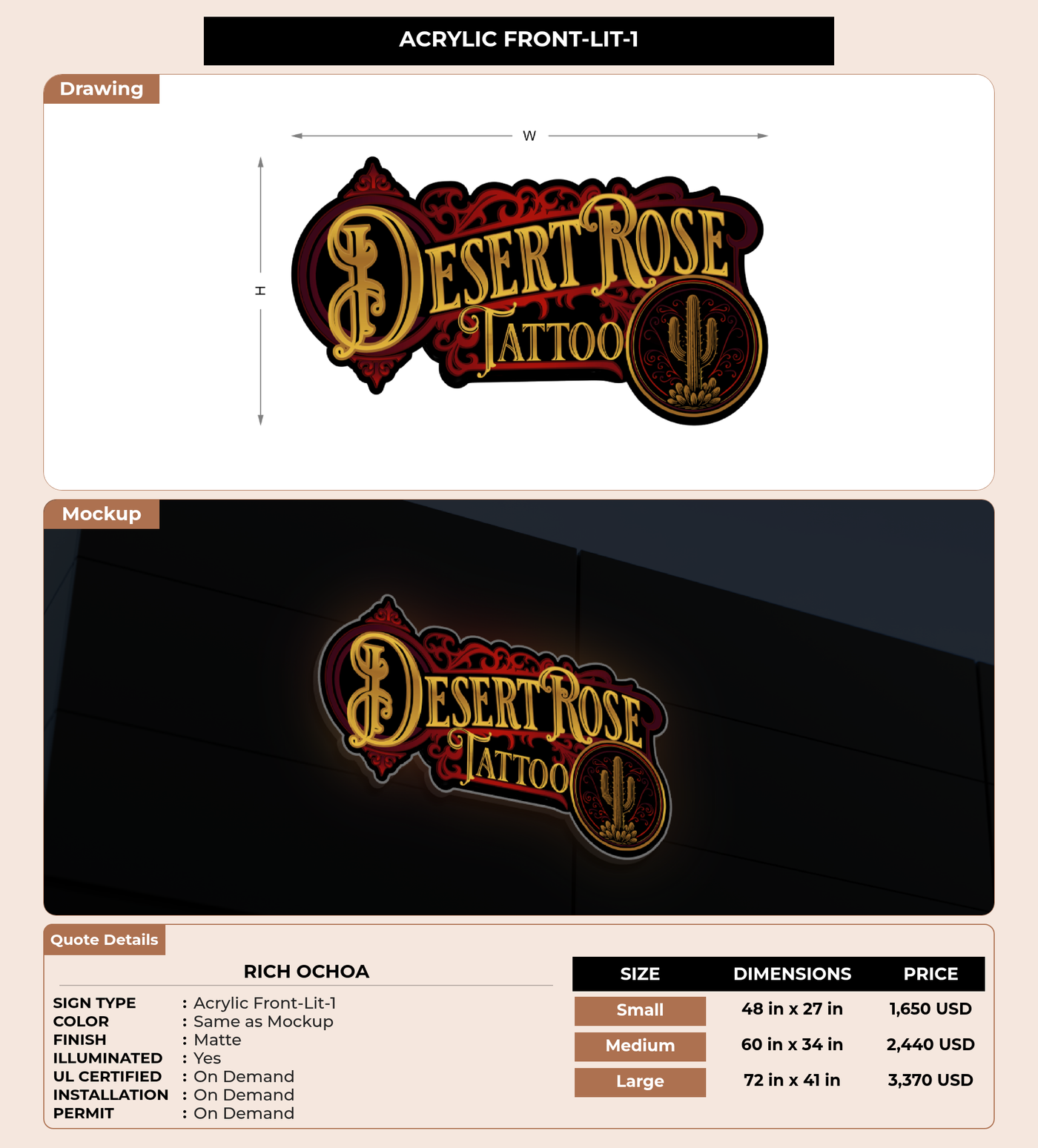 CUSTOM MOCKUP SIGN FOR Rich Ochoa