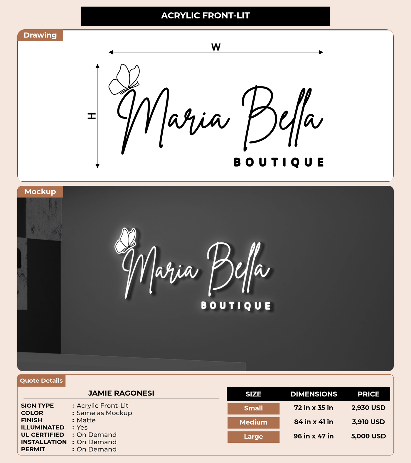 CUSTOM MOCKUP SIGN FOR Jamie Ragonesi