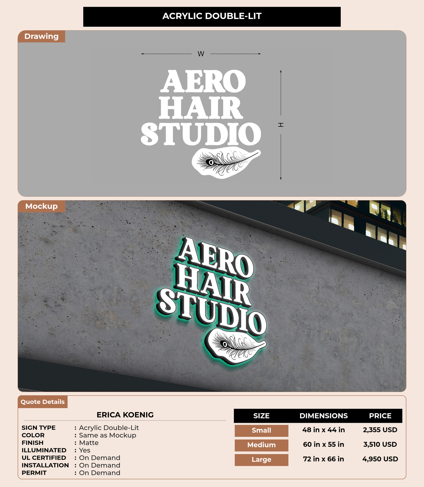 CUSTOM MOCKUP SIGN FOR Erica Koenig