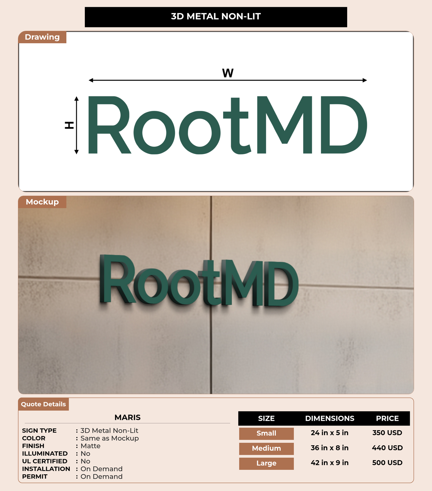 CUSTOM MOCKUP SIGN FOR maris
