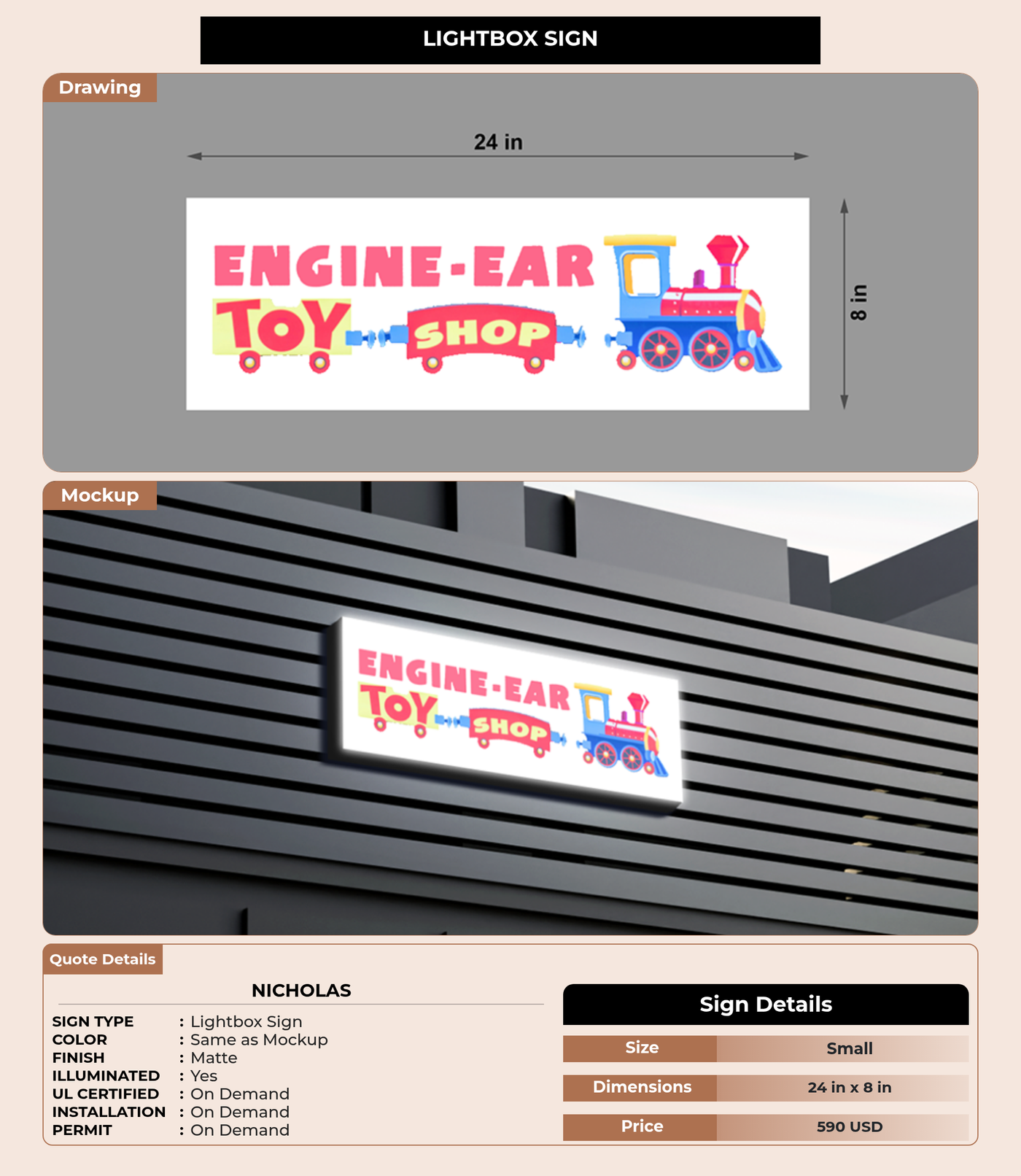 CUSTOM MOCKUP SIGN FOR NICHOLAS