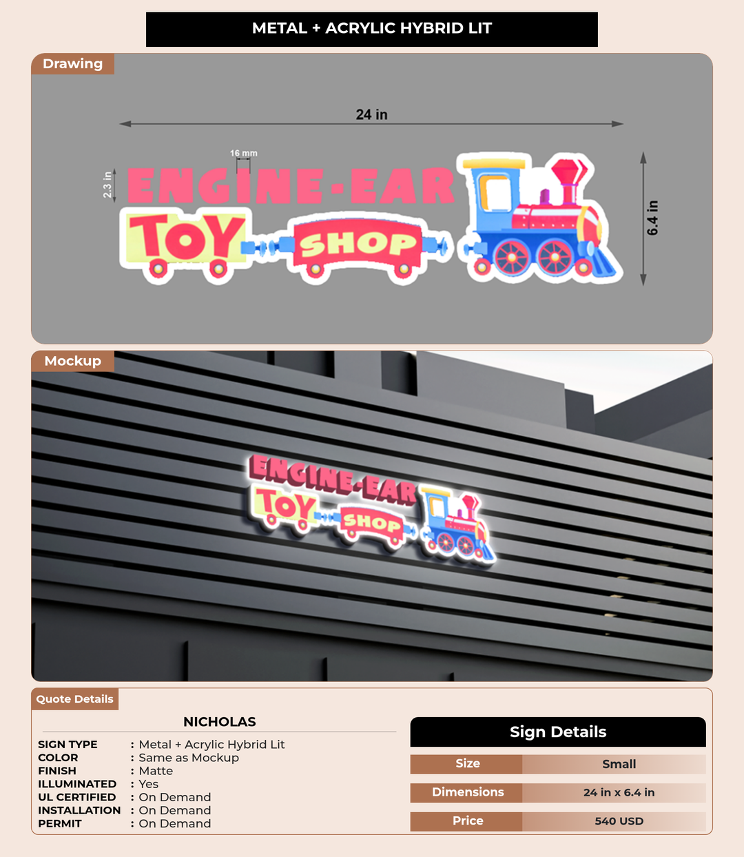 CUSTOM MOCKUP SIGN FOR NICHOLAS