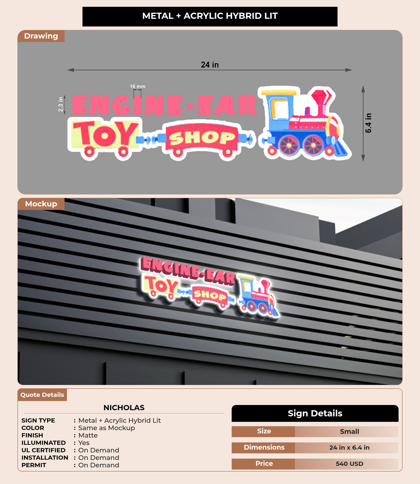 CUSTOM MOCKUP SIGN FOR NICHOLAS