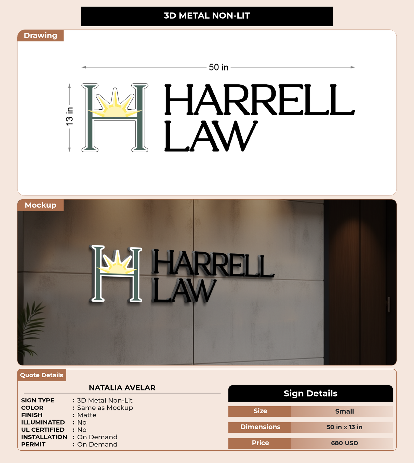 CUSTOM MOCKUP SIGN FOR Natalia Avelar