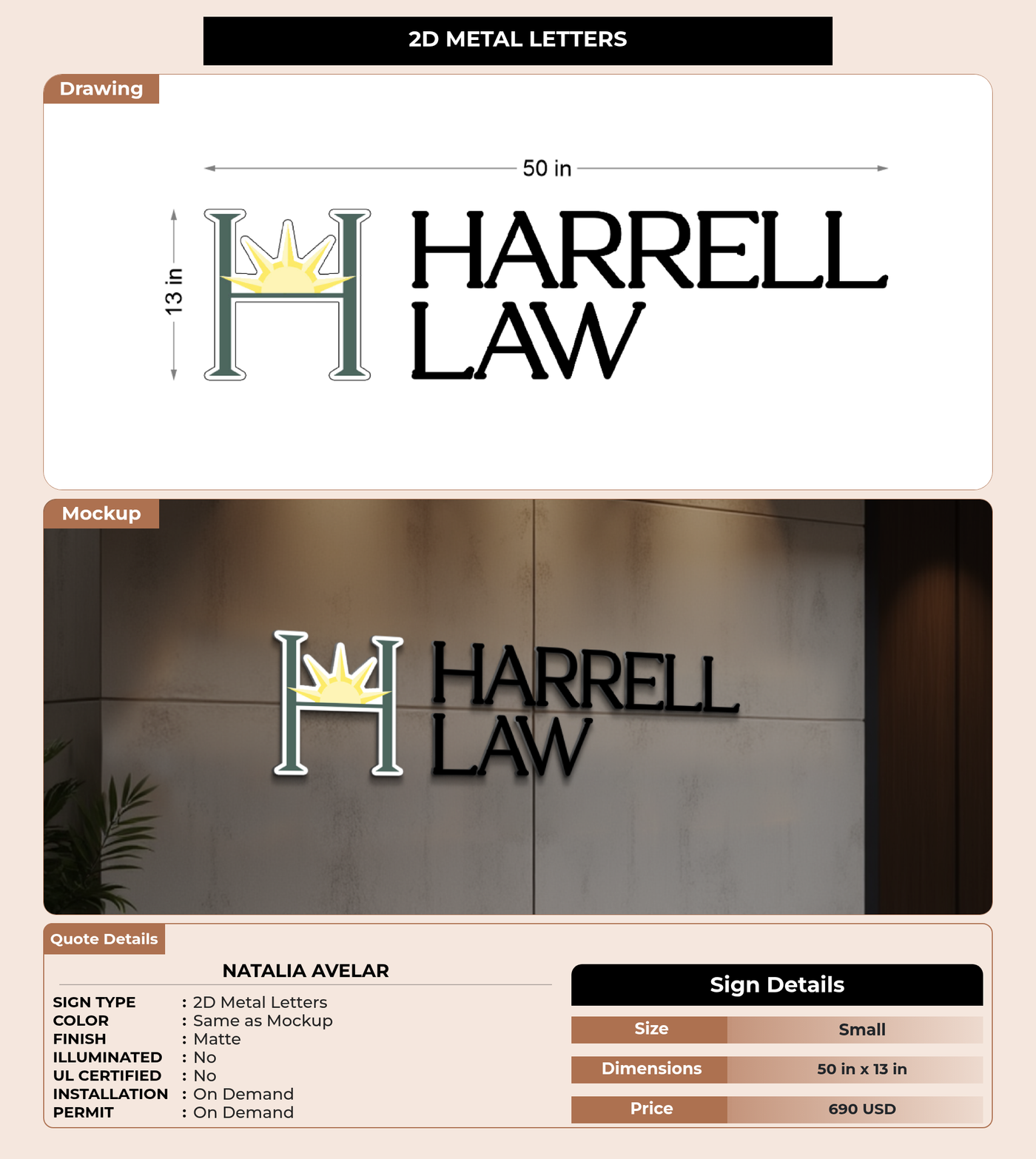 CUSTOM MOCKUP SIGN FOR Natalia Avelar